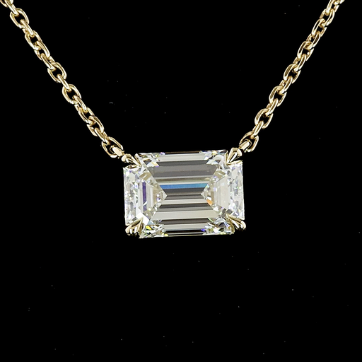 [PD14YSOEM100PEW] 1.06 Cts 14k Yellow Gold Emerald Shape Solitaire Pendant
