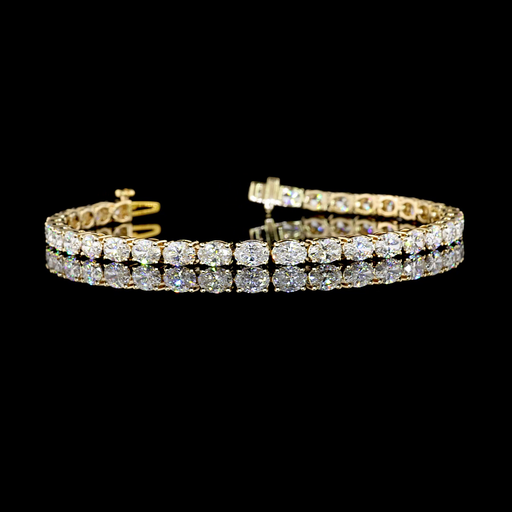[BC14YTSOV700PEW] 7.34 Cts 14k Yellow Gold Oval Shape Tennis Bracelet