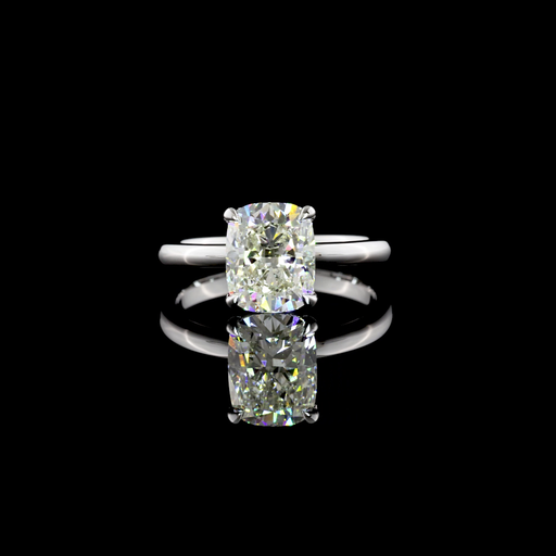 [RG14WSOMOCU200PNS] 2.09 Cts 14k White Gold Cushion Modified Shape Solitaire Ring