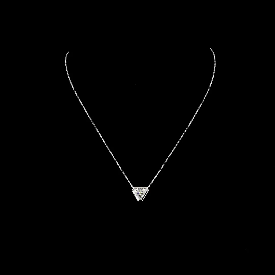 2.05 Cts 14k White Gold Triangle Shape Solitaire Pendant