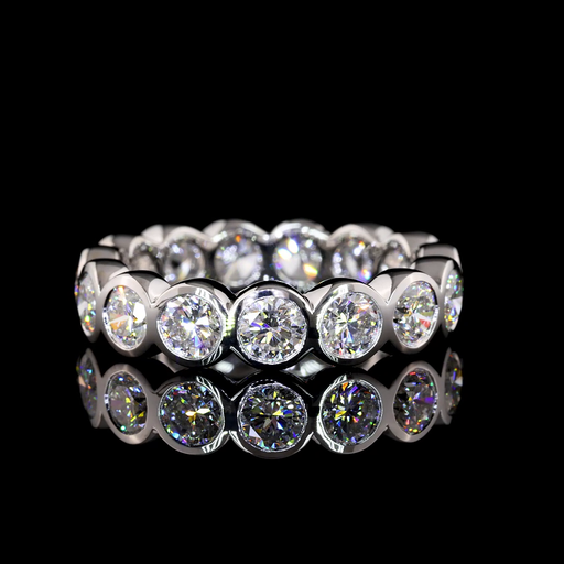 [EB14WRD300B] 3 Cts 14k White Gold Round Shape Eternity Band Eternity Band