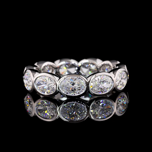 [EB14WOV400BEW] 4.02 Cts 14k White Gold Oval Shape Eternity Band Eternity Band