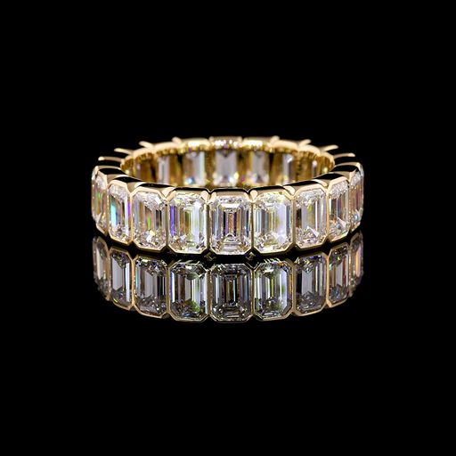 [EB14YEM500BNS] 5.02 Cts 14k Yellow Gold Emerald Shape Eternity Band Eternity Band