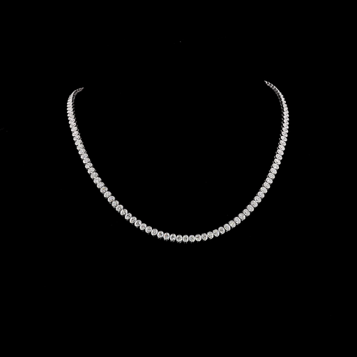 [NK14WTSOV1000BNS] 10.35 Cts 14k White Gold Oval Shape Tennis Necklace