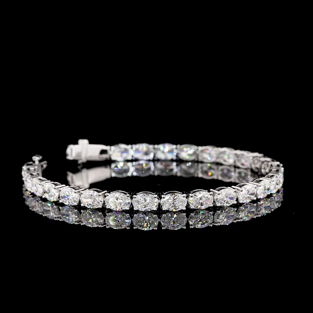 11.04 Cts 14k White Gold Oval Shape Tennis Bracelet