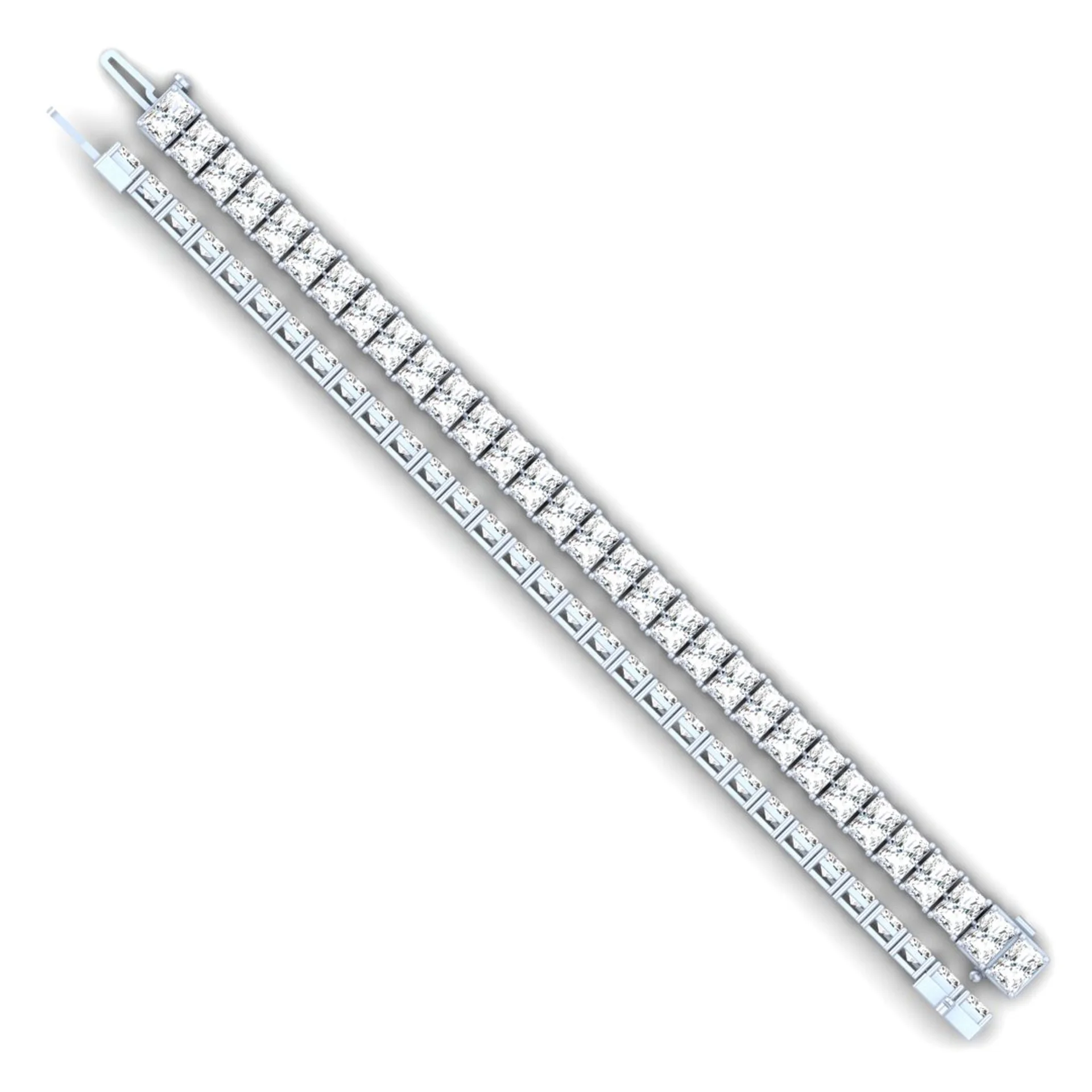 14.03 Cts 14k White Gold Radiant Shape Tennis Bracelet