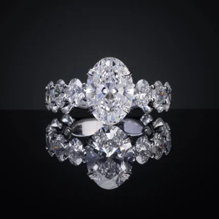 6.31 Cts 14k White Gold Oval Shape Special Ring