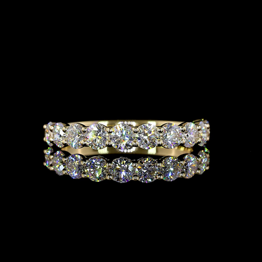 [EB14YHFRD90P] 0.99 Cts 14k Yellow Gold Round Shape Half Eternity Eternity Band
