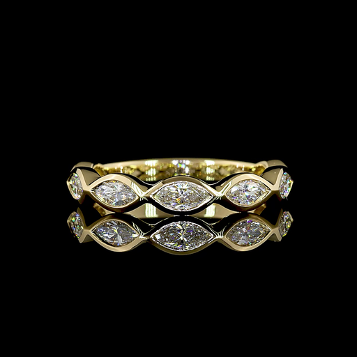 [EB14Y45750MQ70BEW] 0.71 Cts 14k Yellow Gold Marquise Shape 3/4 Band Eternity Band
