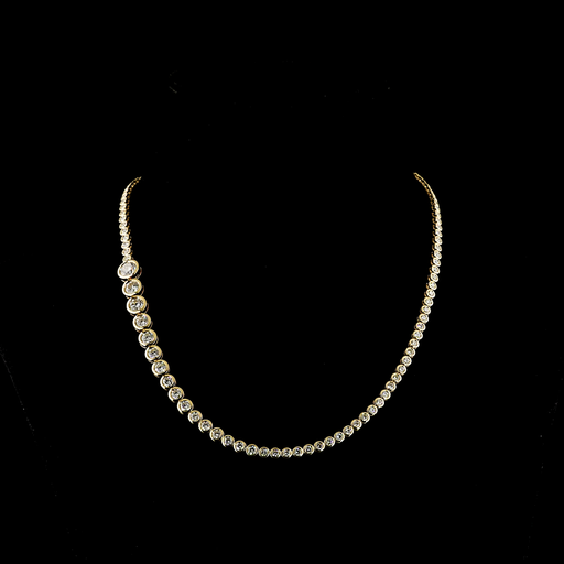 [NK18YRVRD1000RDB] 10.44 Cts 18k Yellow Gold Round Shape Riviera Necklace