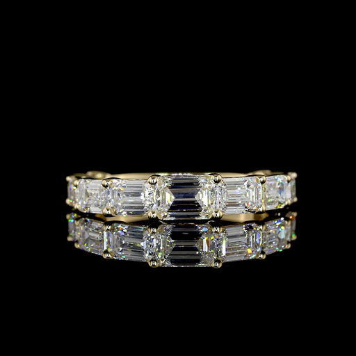[EB14Y45750EM200PEW] 2.02 Cts 14k Yellow Gold Emerald Shape 3/4 Band Eternity Band