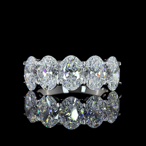 [EBP5OV450PNS] 4.64 Cts Platinum Oval Shape 5 Stones Eternity Band