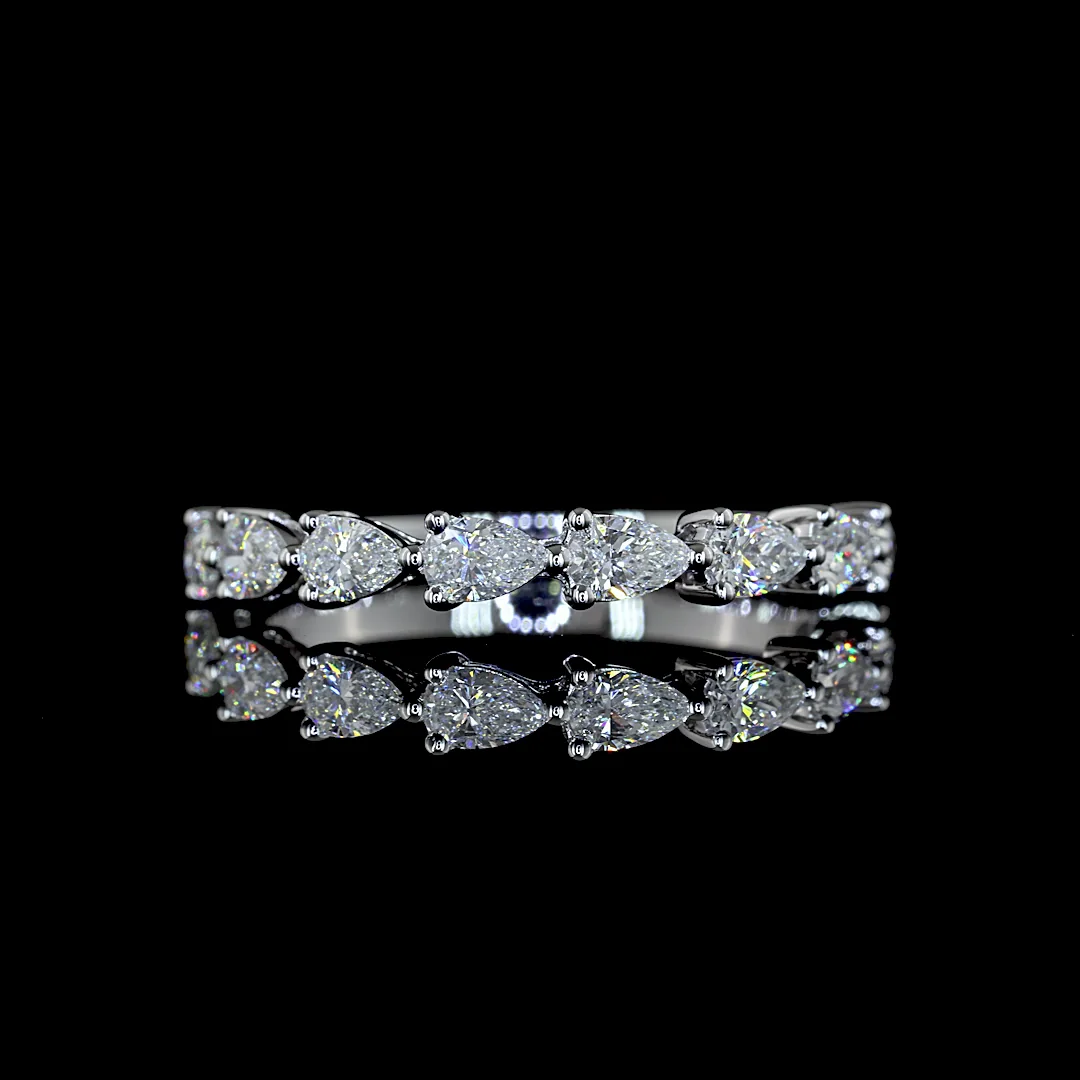 0.83 Cts 14k White Gold Pear Shape Half Eternity Eternity Band