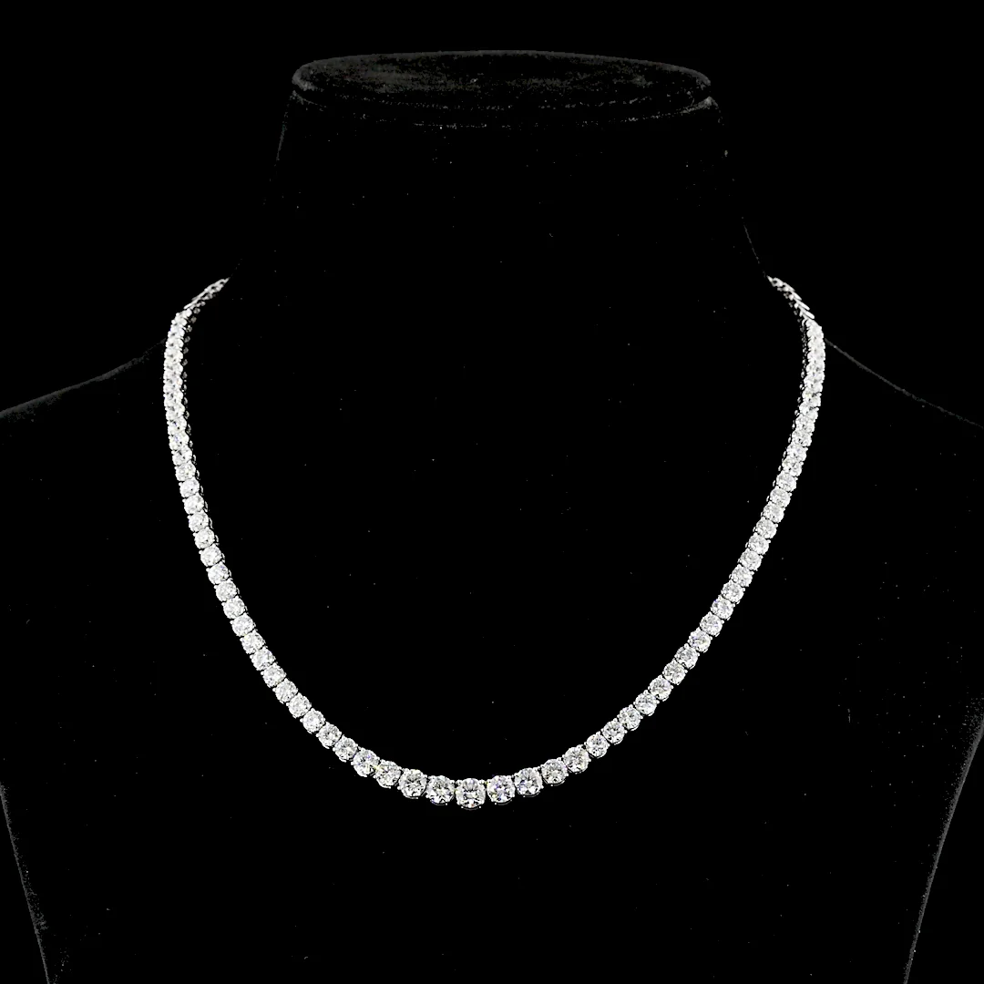 14.26 Cts 14k White Gold Round Shape Riviera Necklace