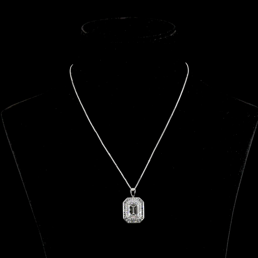[PD_DH650PNS] 6.57 Cts 9k White Gold - 14k White Gold Mix Shape Double Halo Pendant
