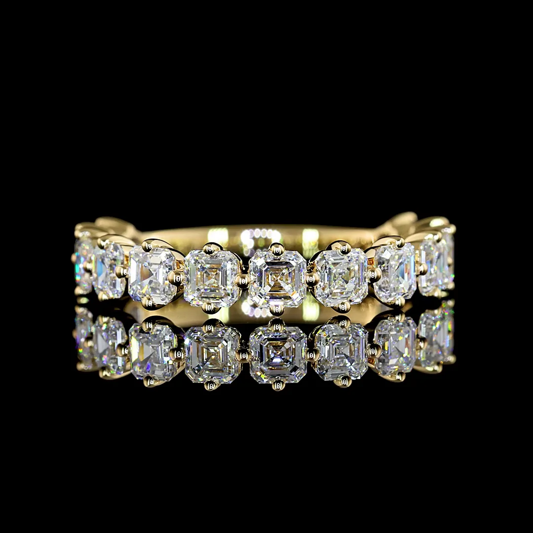 1.97 Cts 14k Yellow Gold Asscher Shape 3/4 Band Eternity Band
