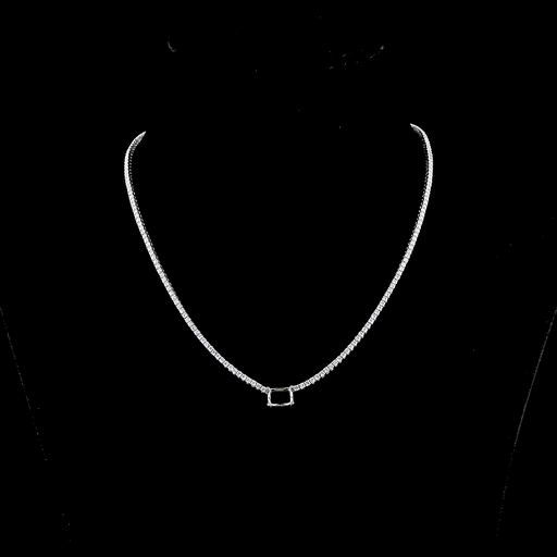 [NK14WSLTRAD550PEW] 5.86 Cts 14k White Gold Radiant Shape Station Line Tennis Necklace