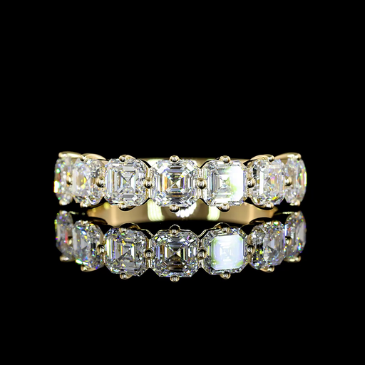 [EB14Y7AS200P] 2.19 Cts 14k Yellow Gold Asscher Shape 7 Stones Eternity Band