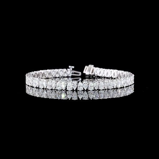 [BC14WTSPS1000PNS] 10.16 Cts 14k White Gold Pear Shape Tennis Bracelet