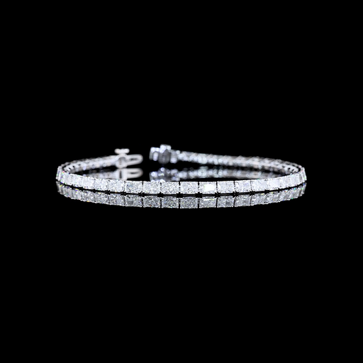 [BC14WTSRAD750PEW] 7.52 Cts 14k White Gold Radiant Shape Tennis Bracelet
