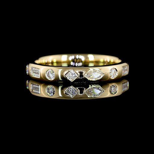 [EB14Y75FEW] 0.75 Cts 14k Yellow Gold Mix Shape Eternity Band Eternity Band