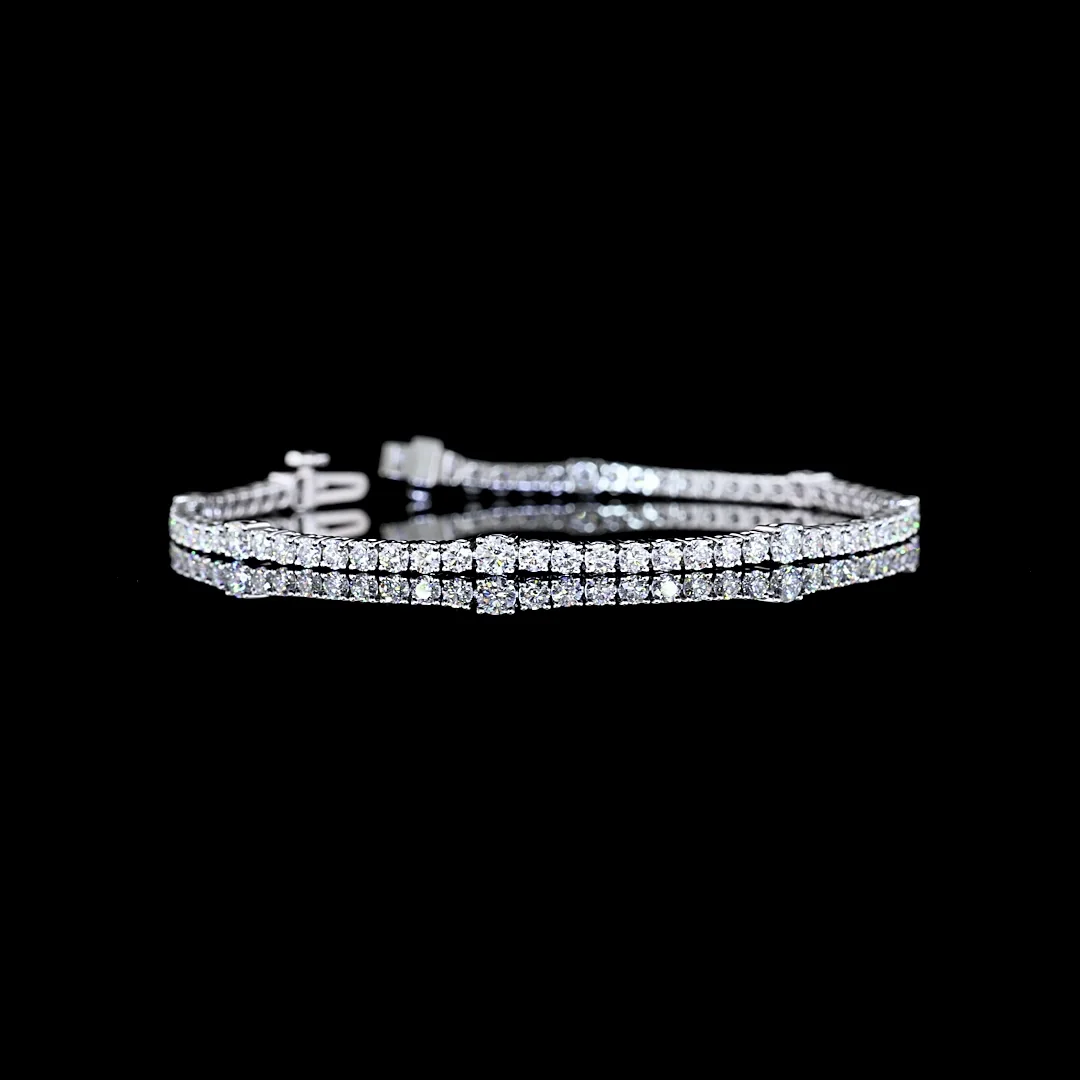 3.76 Cts 14k White Gold Round Shape Station Line Tennis Bracelet