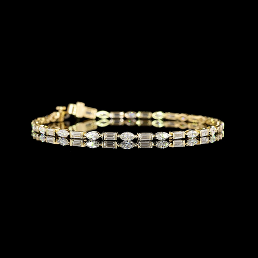[BC14YTS350BEW] 3.61 Cts 14k Yellow Gold Mix Shape Tennis Bracelet
