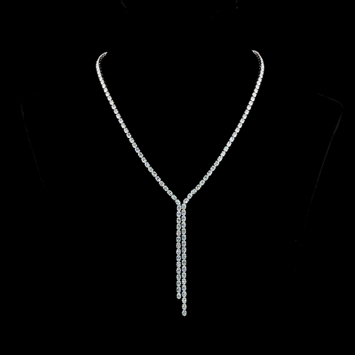 [NK14WTSOV1350PEW] 13.89 Cts 14k White Gold Oval Shape Lariat Necklace