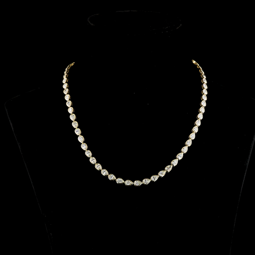 [NK14YTSPS1500BNS] 15.39 Cts 14k Yellow Gold Pear Shape Tennis Necklace