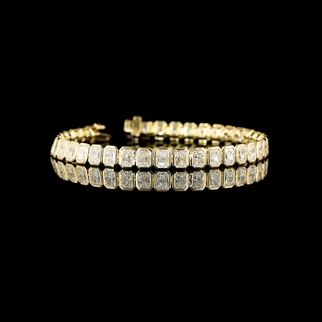 11.42 Cts 14k Yellow Gold Radiant Shape Tennis Bracelet