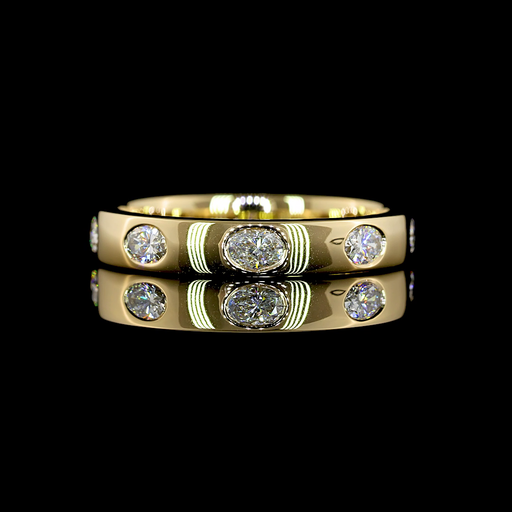 [EB14Y7OV50FEW] 0.59 Cts 14k Yellow Gold Oval Shape 7 Stones Eternity Band