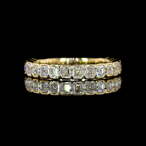 [EB14Y3/4AS150HB] 1.54 Cts 14k Yellow Gold Asscher Shape 3/4 Band Eternity Band