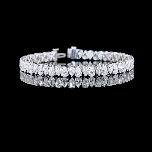 [BC14WTSPS1300PNS] 13.09 Cts 14k White Gold Pear Shape Tennis Bracelet