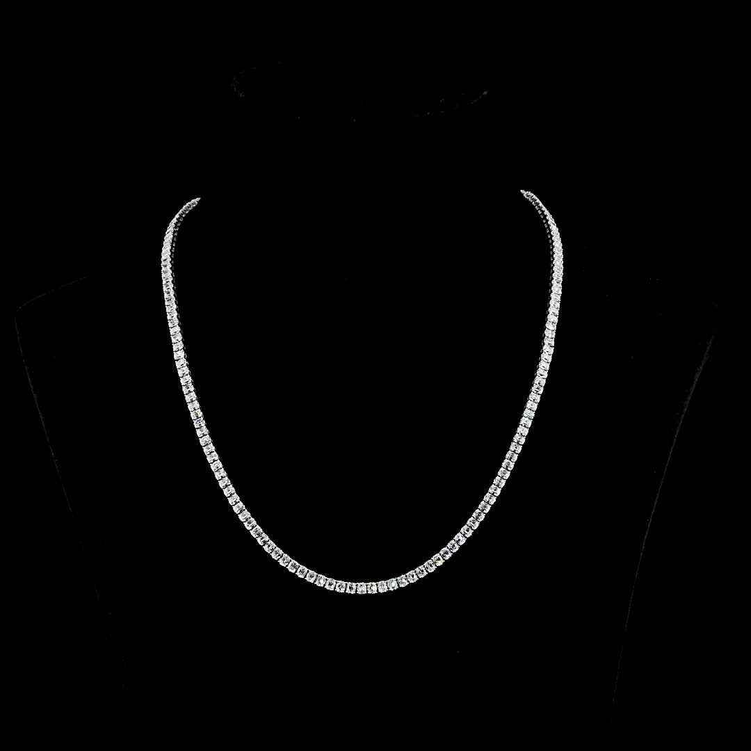 16.24 Cts 14k White Gold Antique Cushion Shape Tennis Necklace