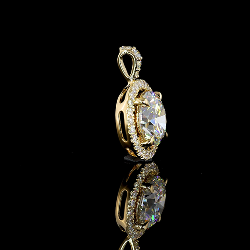 [PD14YHRD250P] 2.52 Cts 14k Yellow Gold Round Shape Halo Pendant