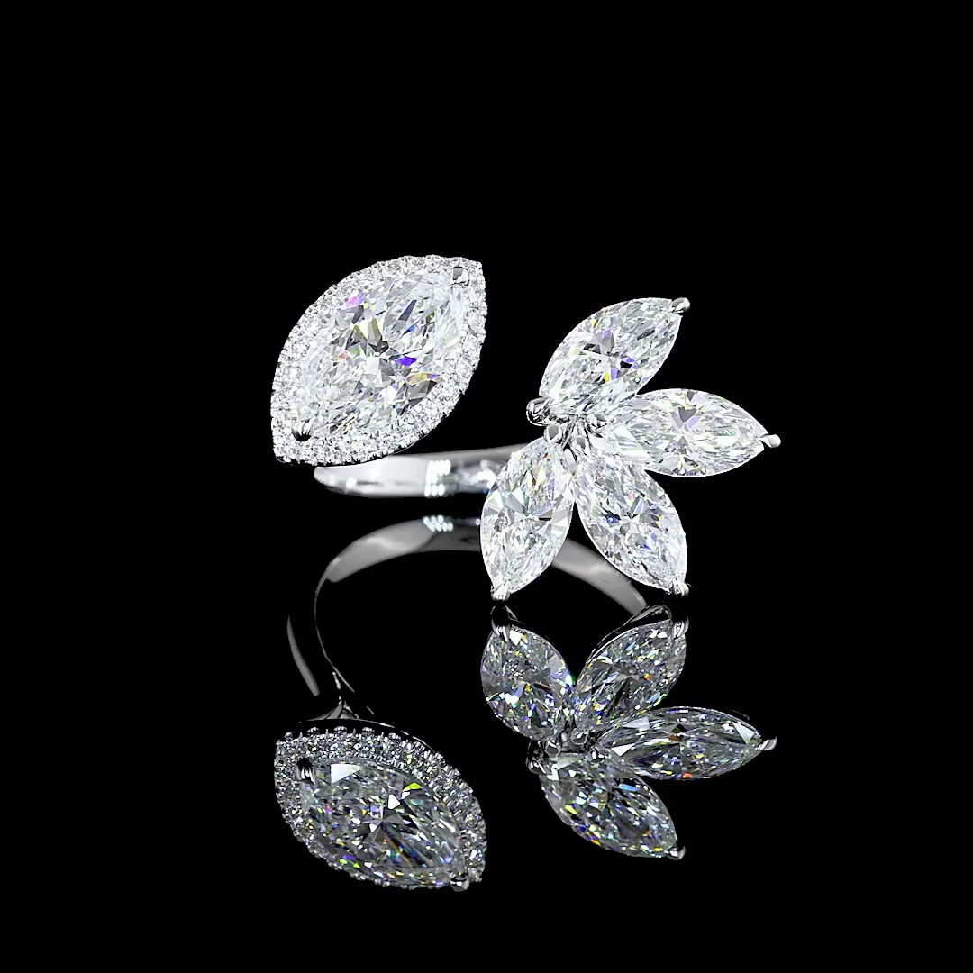 3.02 Cts 14k White Gold Marquise Shape Special Ring