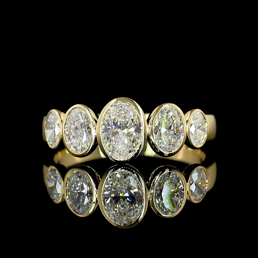 1.37 Cts 14k Yellow Gold Oval Shape 5 Stones Eternity Band