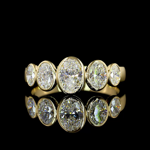 [EB14Y5OV100BNS] 1.37 Cts 14k Yellow Gold Oval Shape 5 Stones Eternity Band