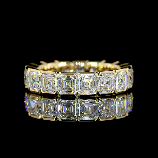 [EB14YAS550HB] 5.48 Cts 14k Yellow Gold Asscher Shape Eternity Band Eternity Band