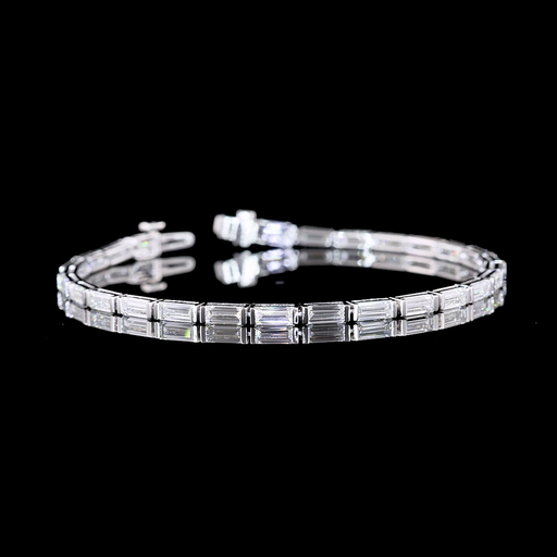 [BC14WTSBAG600PEW] 6.35 Cts 14k White Gold Baguette Shape Tennis Bracelet