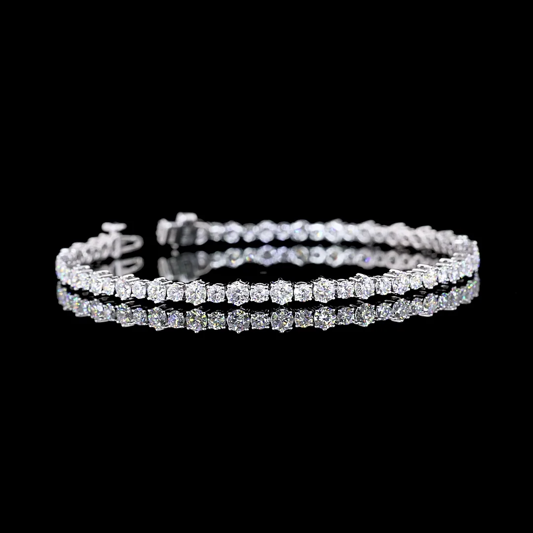 4.75 Cts 14k White Gold Round Shape Station Line Tennis Bracelet