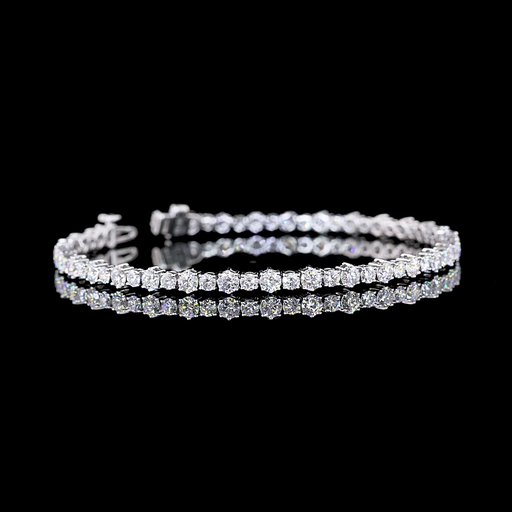 [BC14WSLTRD450P] 4.75 Cts 14k White Gold Round Shape Station Line Tennis Bracelet
