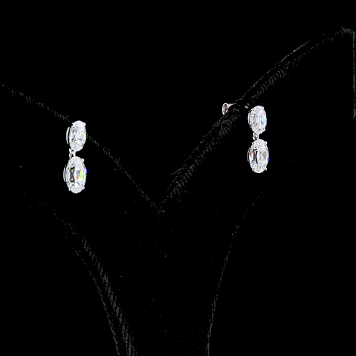[ER14WHNANOV150PEW] 1.7 Cts 14k White Gold Antique Oval Shape Hanging Earring