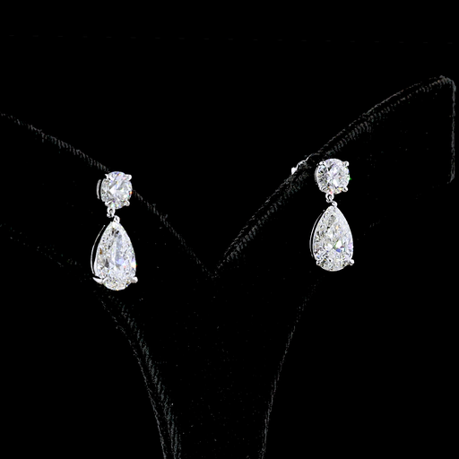 [ER14WHNPS550PEW] 5.58 Cts 14k White Gold Pear Shape Hanging Earring