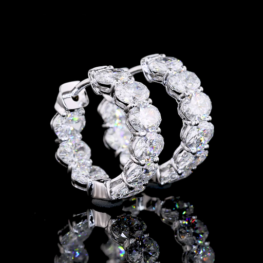 [ER14WHGOV300PNS] 3.03 Cts 14k White Gold Oval Shape Huggies Earring