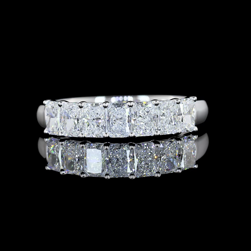 [EB14W7RAD100BNS] 1.03 Cts 14k White Gold Radiant Shape 7 Stones Eternity Band