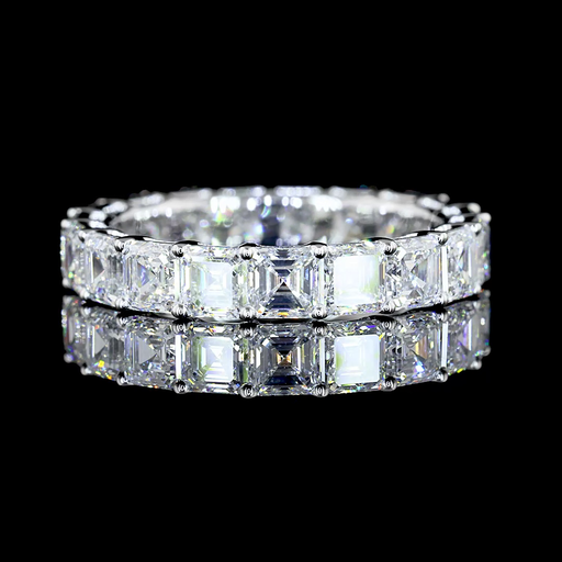 [EB14WAS400P] 4.28 Cts 14k White Gold Asscher Shape Eternity Band Eternity Band
