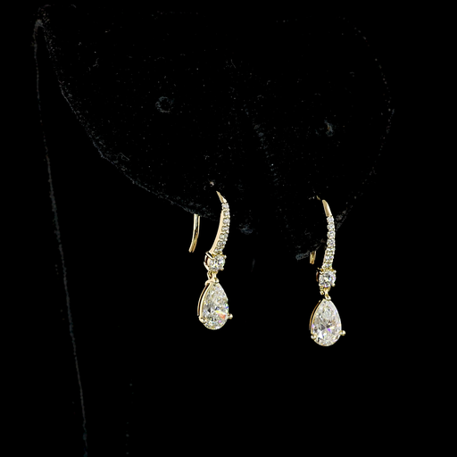 [ER14YHNPS100PEW] 1.21 Cts 14k Yellow Gold Pear Shape Hanging Earring