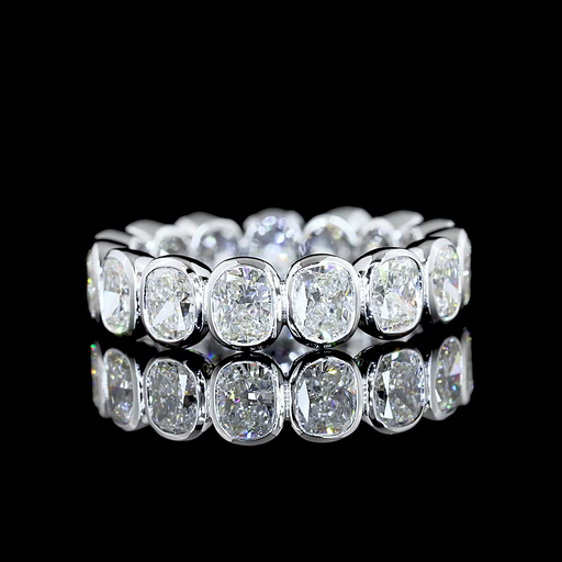 [EB14WBECU400BNS] 4.08 Cts 14k White Gold Cushion Brilliant Shape Eternity Band Eternity Band