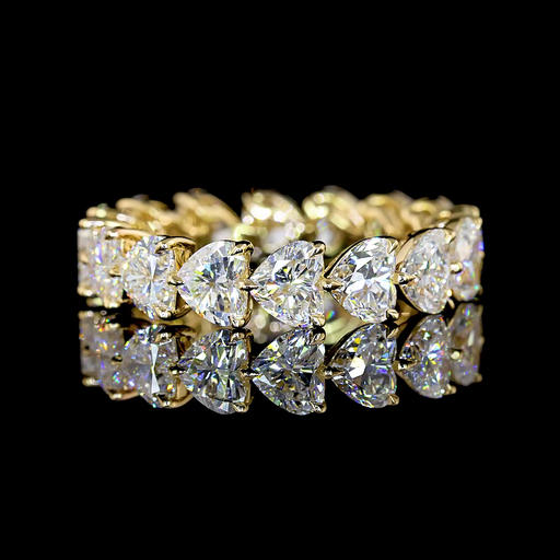 [EB14YHS450PEW] 4.48 Cts 14k Yellow Gold Heart Shape Eternity Band Eternity Band